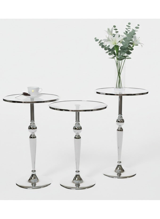 Concent Stepped side table set (3 pieces) with luxurious chrome design. - Image 1